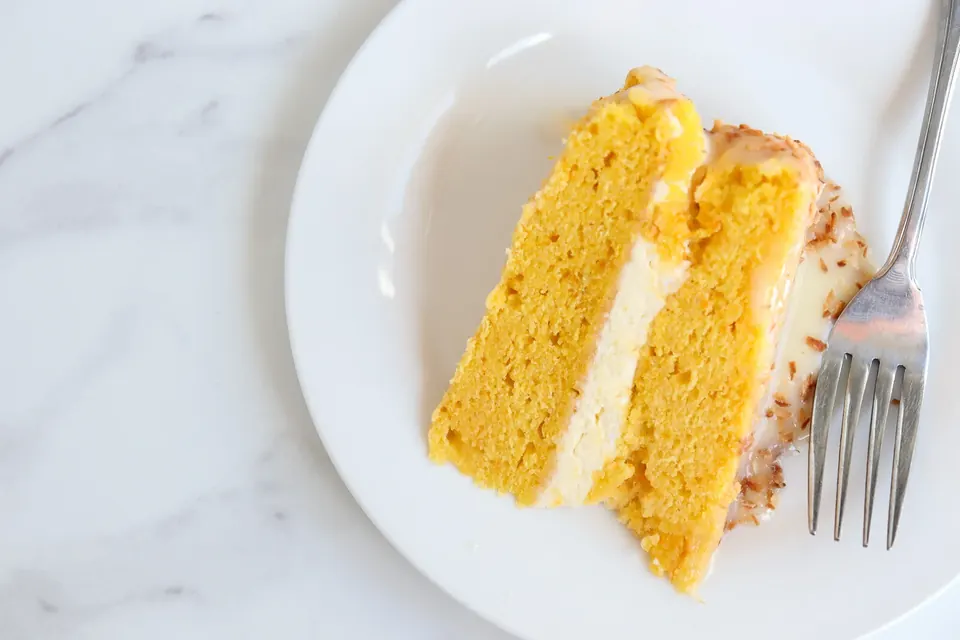 slice of pumpkin coconut cake