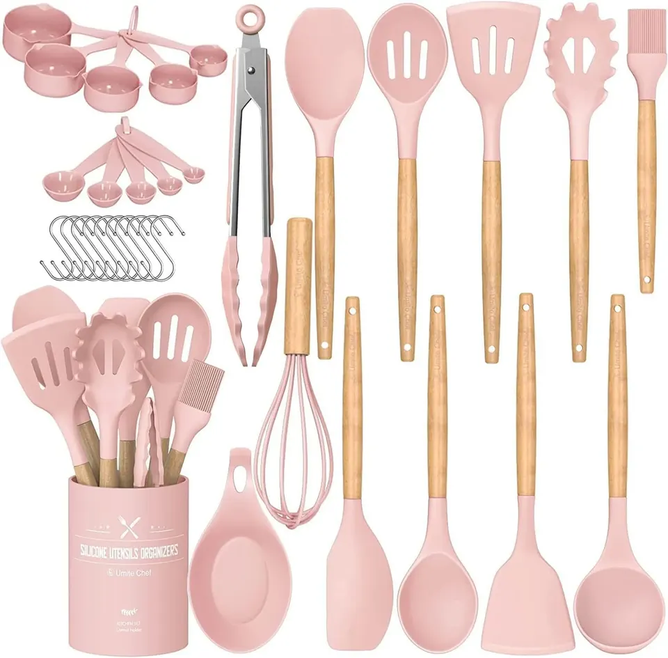 pink baking utensil set