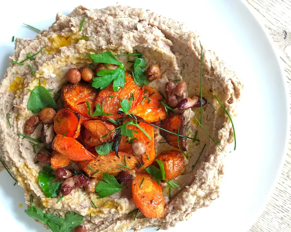 roasted mixed bean carrot dip