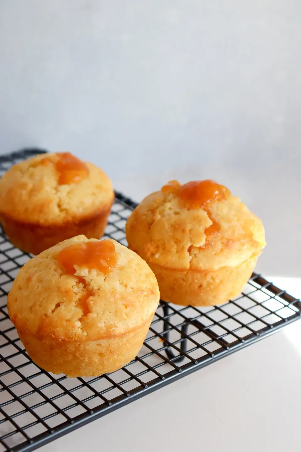peach muffin recipe process shot