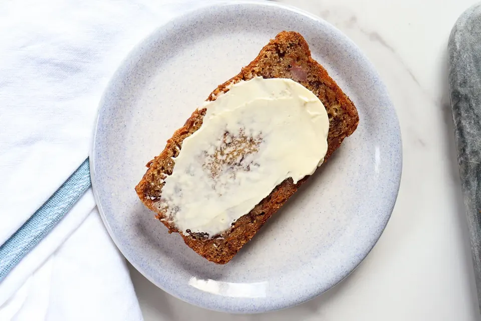 slice of banana carrot cake loaf recipe