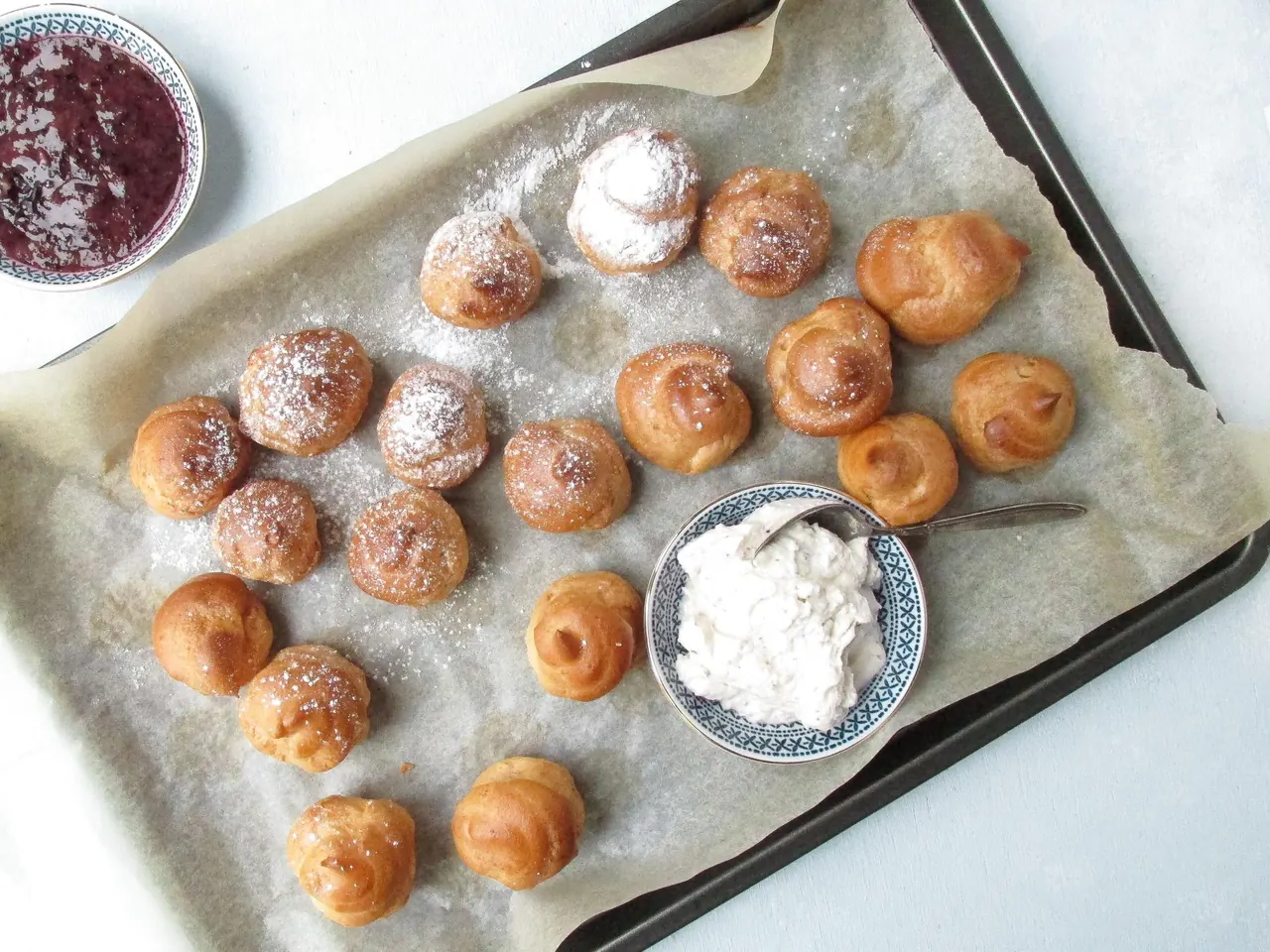Small Batch Blueberry Cream Profiteroles