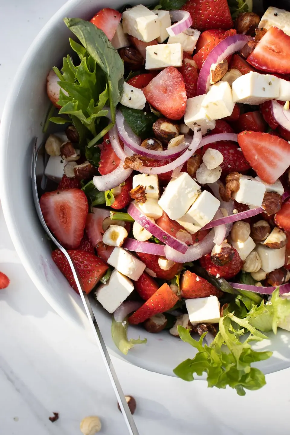 strawberry feta salad close up