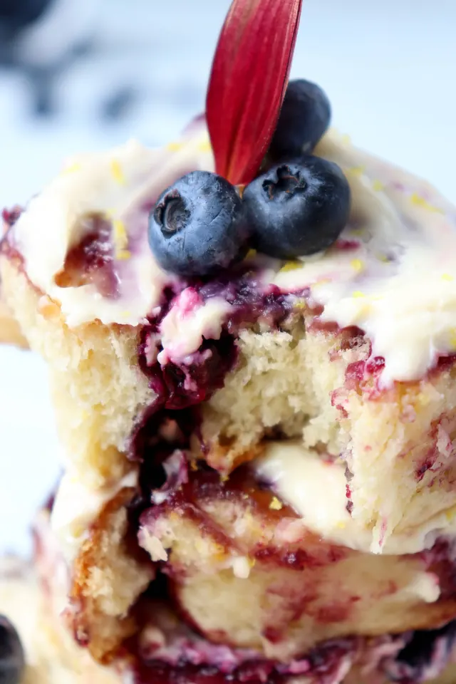 Lemon Blueberry Rolls with Lemon Cream Cheese Frosting
