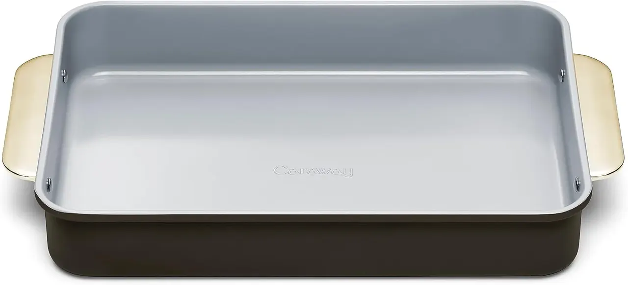 Rectangular roasting pan with side handles for Thanksgiving side dishes
