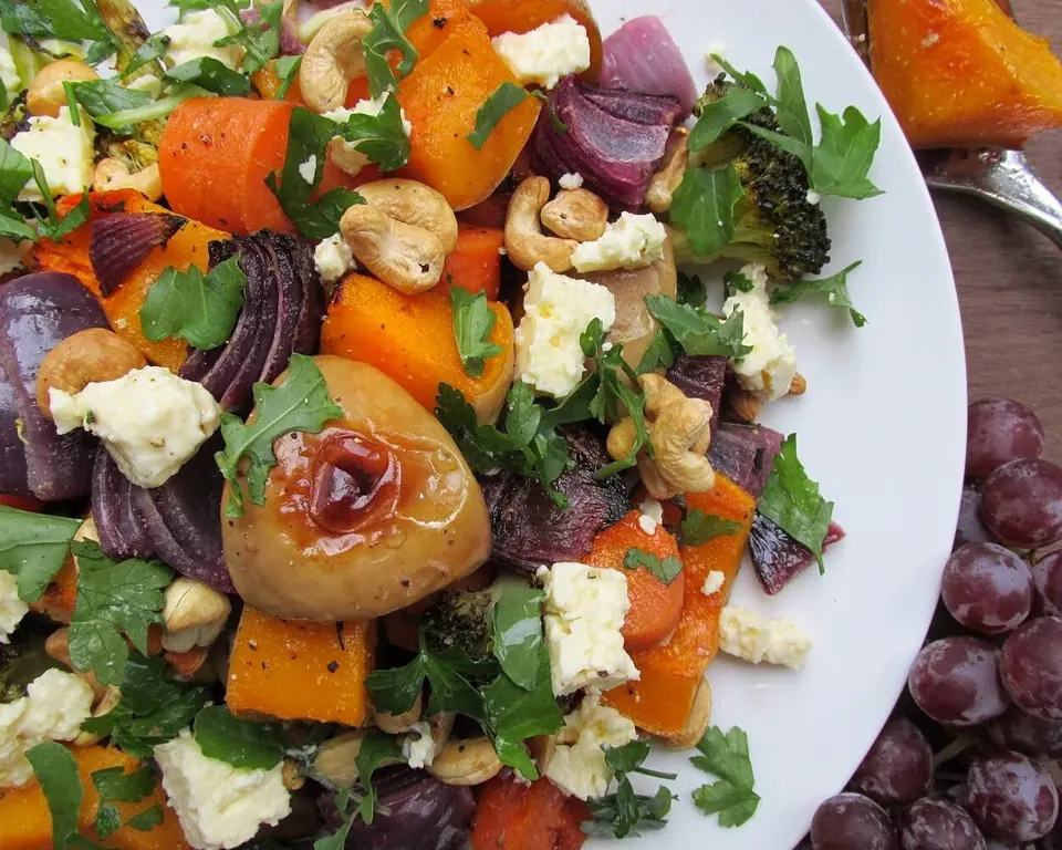 roast pumpkin & red onion salad