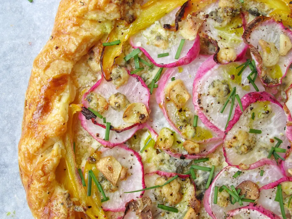 radish & blue cheese galette